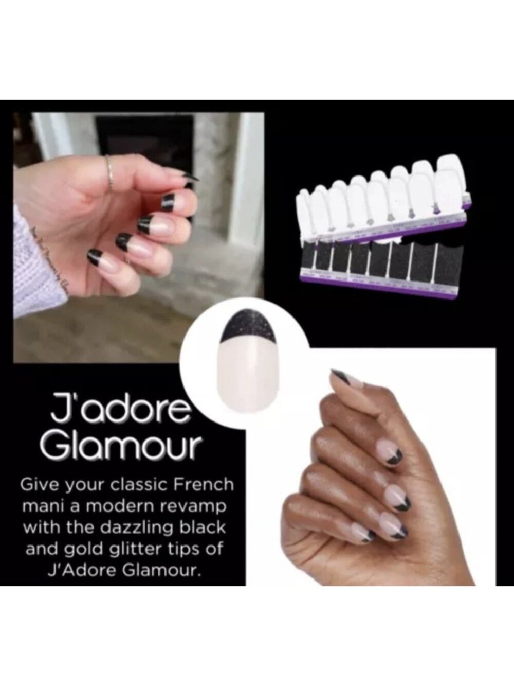 Color Street 100% Real Nail Polish Strips Retired Glitter J’adore Glamour, New